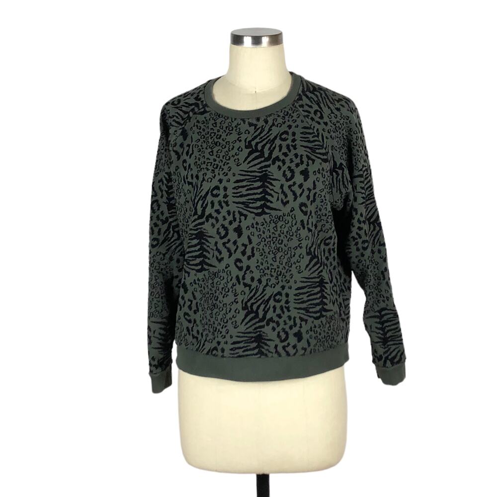 WHISTLES Sweatshirt Pullover Top Long Sleeve Crew Neck Animal Print Size Medium
